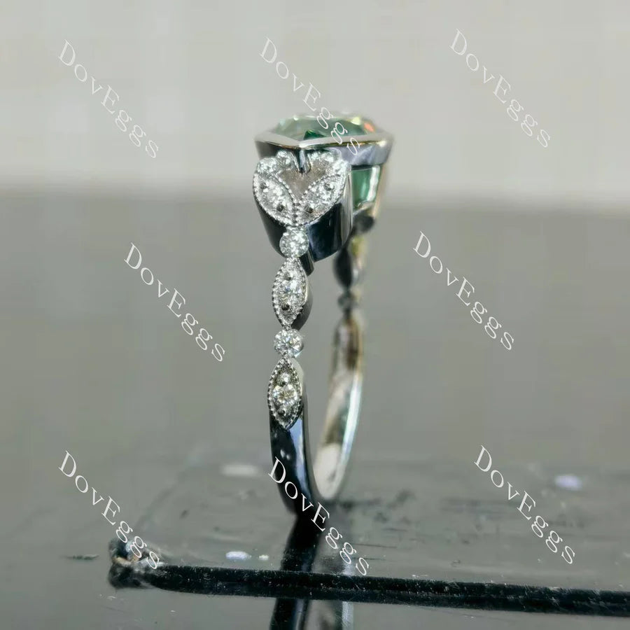 Art deco side stones east to west direction engagement ring only semi-mount only(Exclusively to DovEggs Stones)