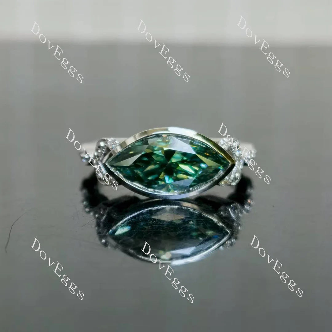 Art deco side stones east to west direction engagement ring only semi-mount only(Exclusively to DovEggs Stones)