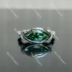 Art deco side stones east to west direction engagement ring only semi-mount only(Exclusively to DovEggs Stones)