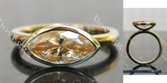East-West marquise bezel solitaire moissanite engagement ring| DovEggs