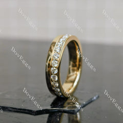 Round pave full eternity moissanite/lab grown diamond wedding band-4.5mm band width| DovEggs