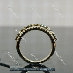 Round emerald pave bezel moissanite wedding band-6mm band width| DovEggs
