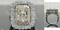 Radiant halo vintage pave moissnaite engagement ring| DovEggs