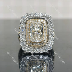 Radiant halo vintage pave moissnaite engagement ring| DovEggs