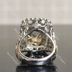 Radiant halo vintage pave moissnaite engagement ring| DovEggs