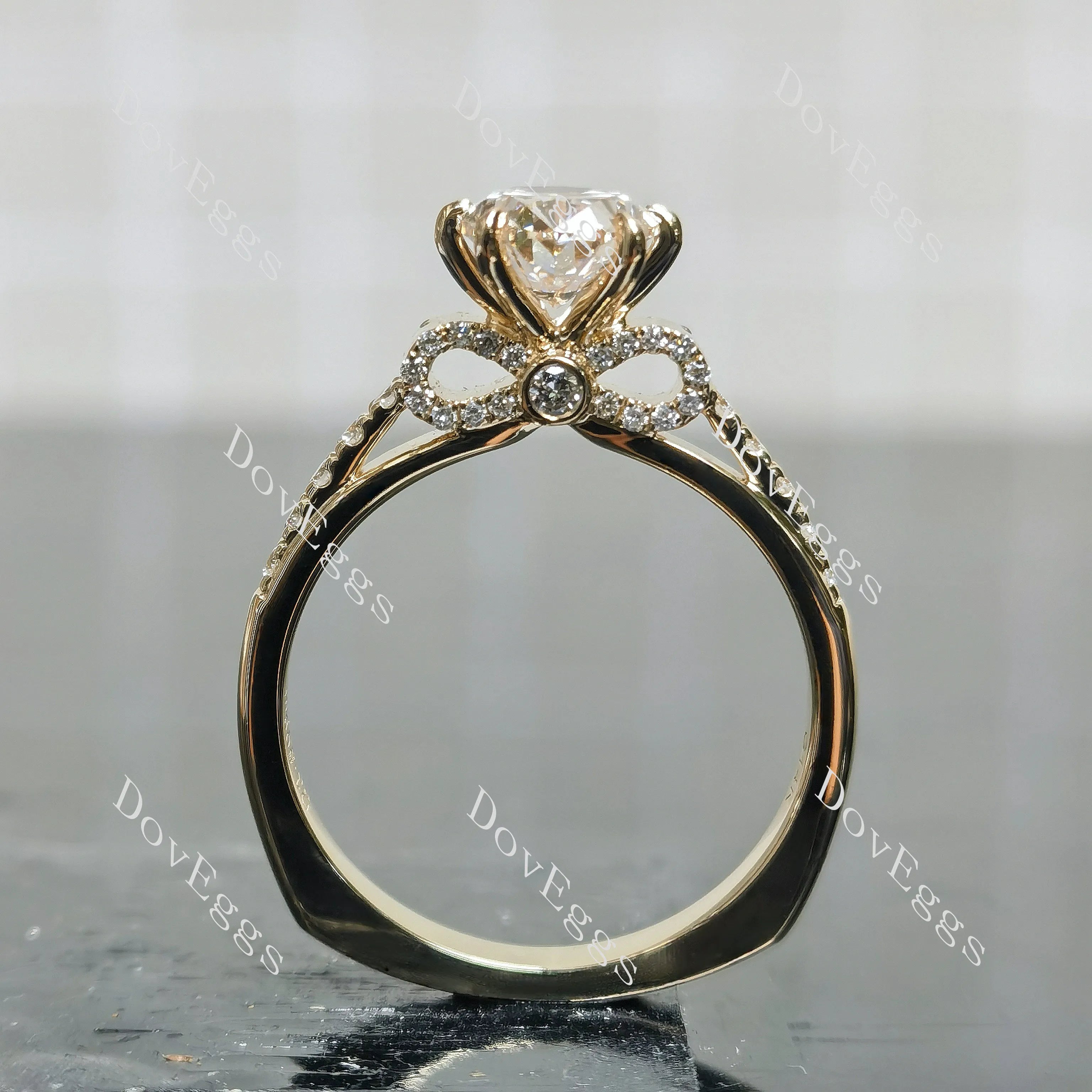 Oval pave bridge art deco vintage moissnaite engagement ring| DovEggs