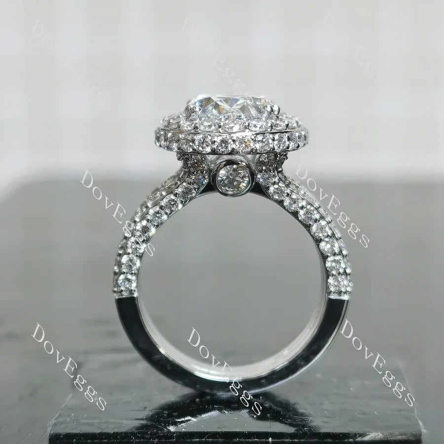 Halo pave vintage engagement ring only semi-mount only(Exclusively to DovEggs Stones)