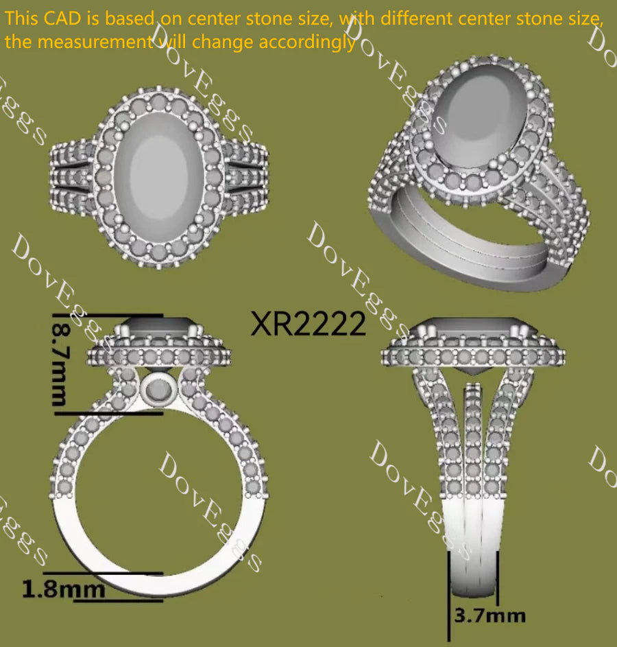 Halo pave vintage engagement ring only semi-mount only(Exclusively to DovEggs Stones)
