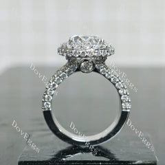 Oval halo pave vintage moissnaite engagement ring| DovEggs