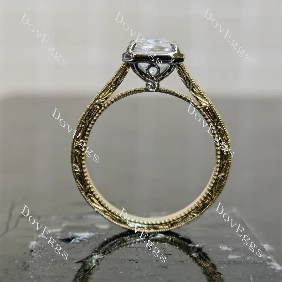 Carving bezel vintage engagement ring only semi-mount only(Exclusively to DovEggs Stones)