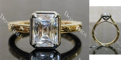 Cirss cut carving bezel moissnaite engagement ring| Doveggs