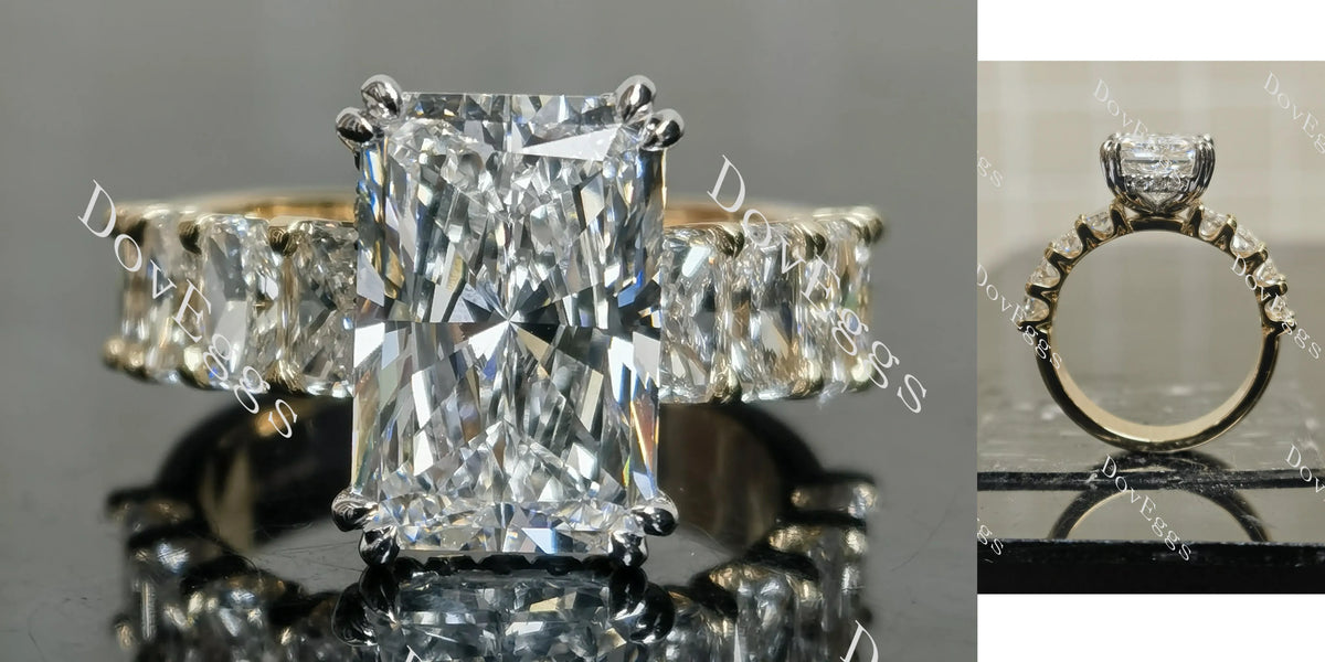 The Helena radiant vintage pave moissnaite engagement ring| Doveggs