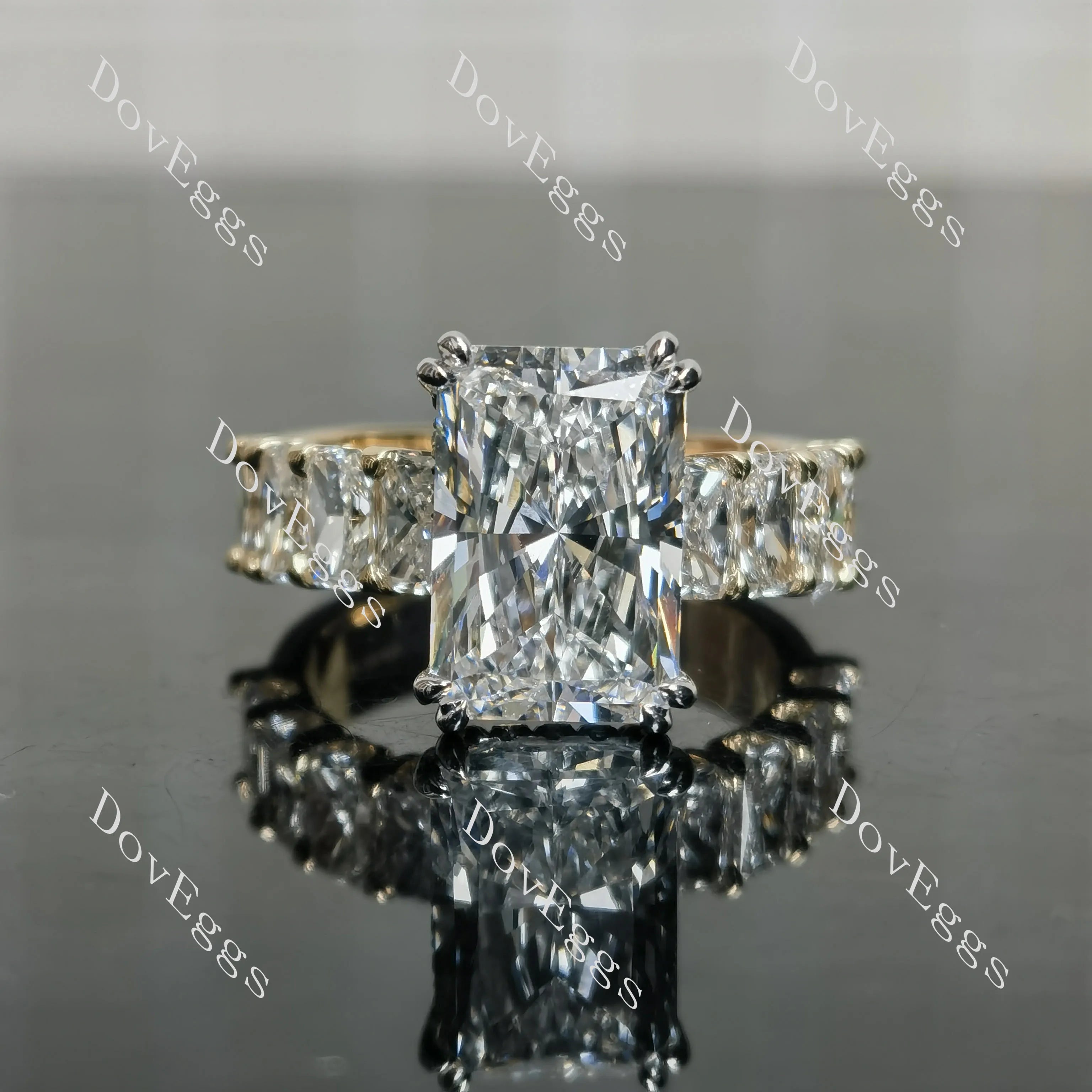 The Helena radiant vintage pave moissnaite engagement ring| Doveggs