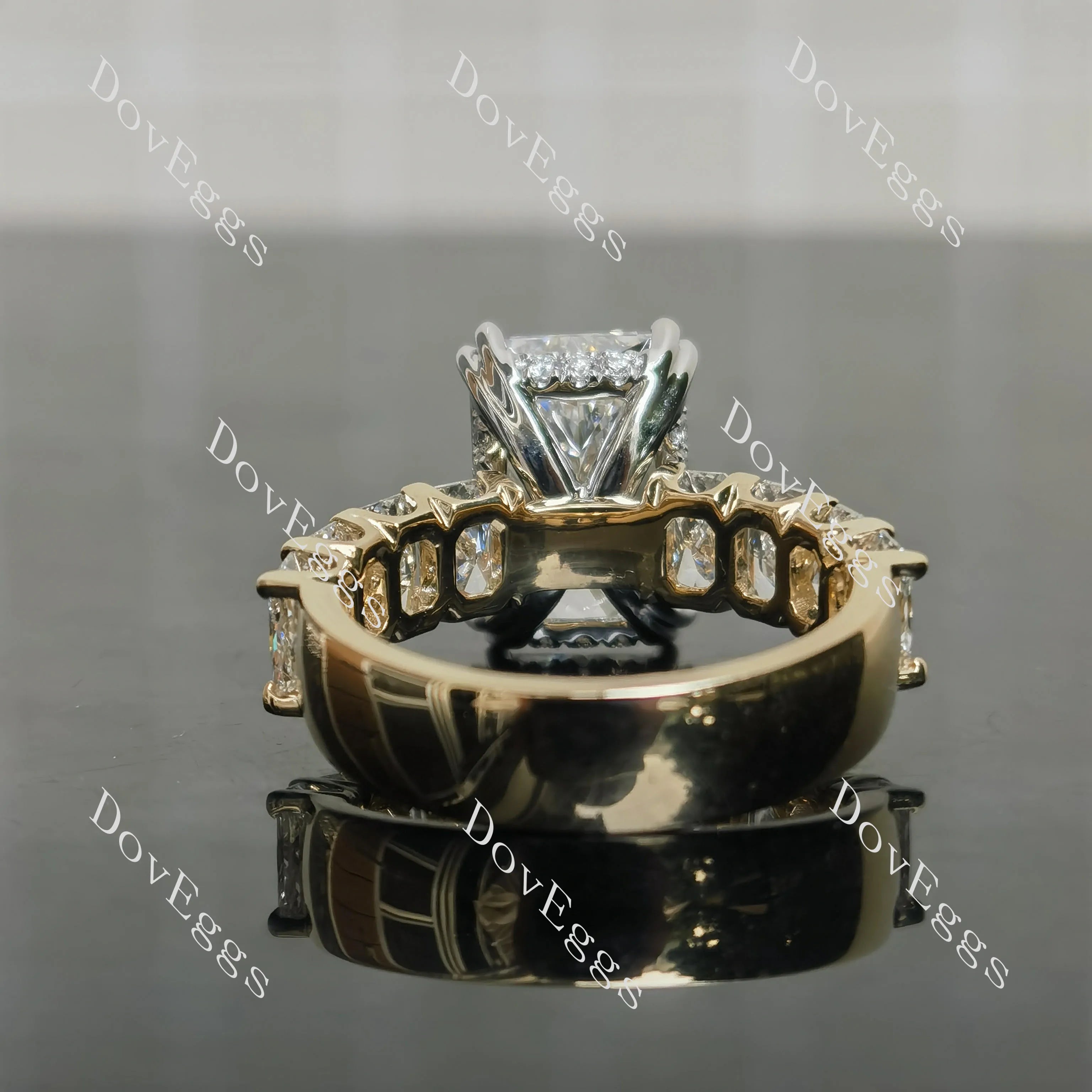 The Helena radiant vintage pave moissnaite engagement ring| Doveggs