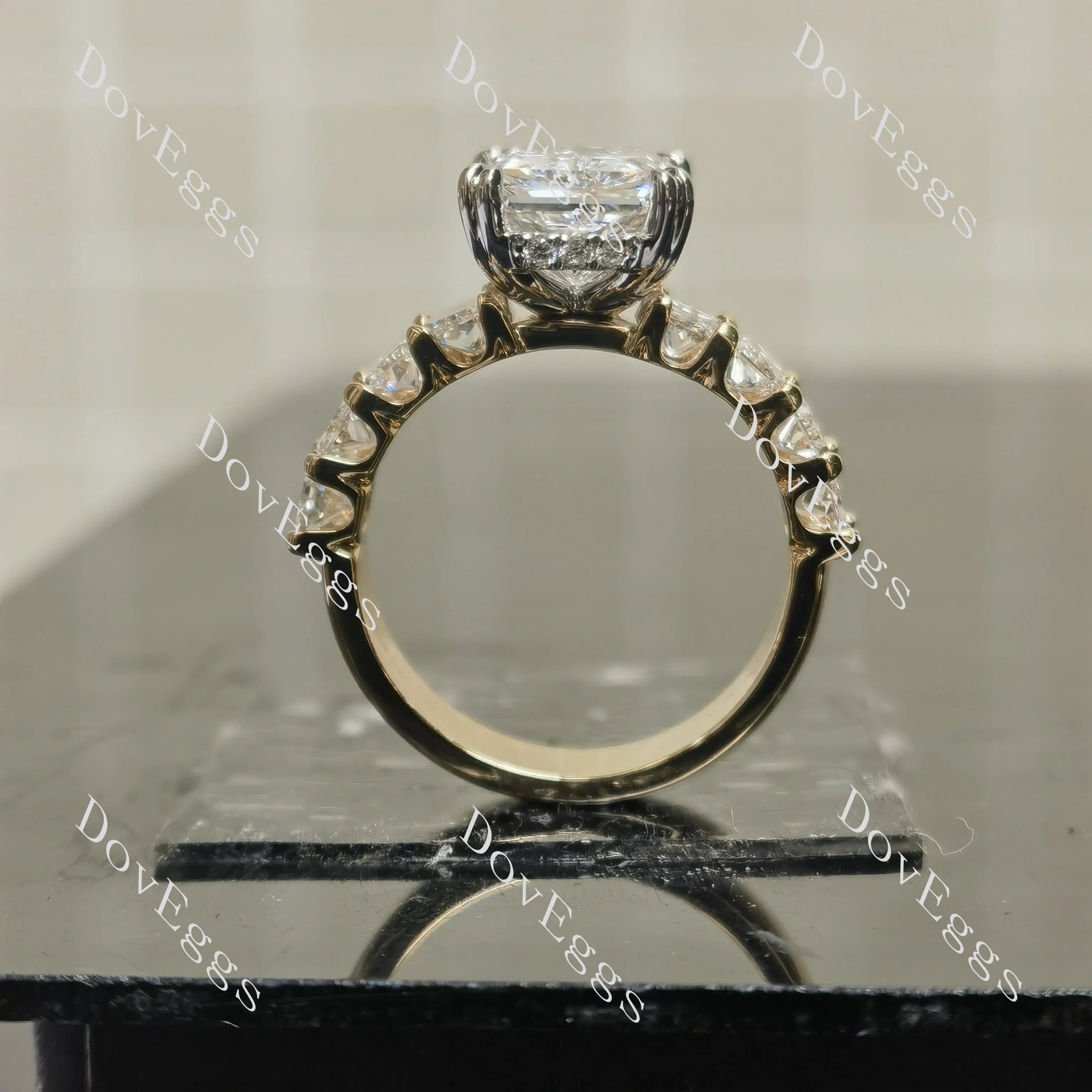 The Helena radiant vintage pave moissnaite engagement ring| Doveggs
