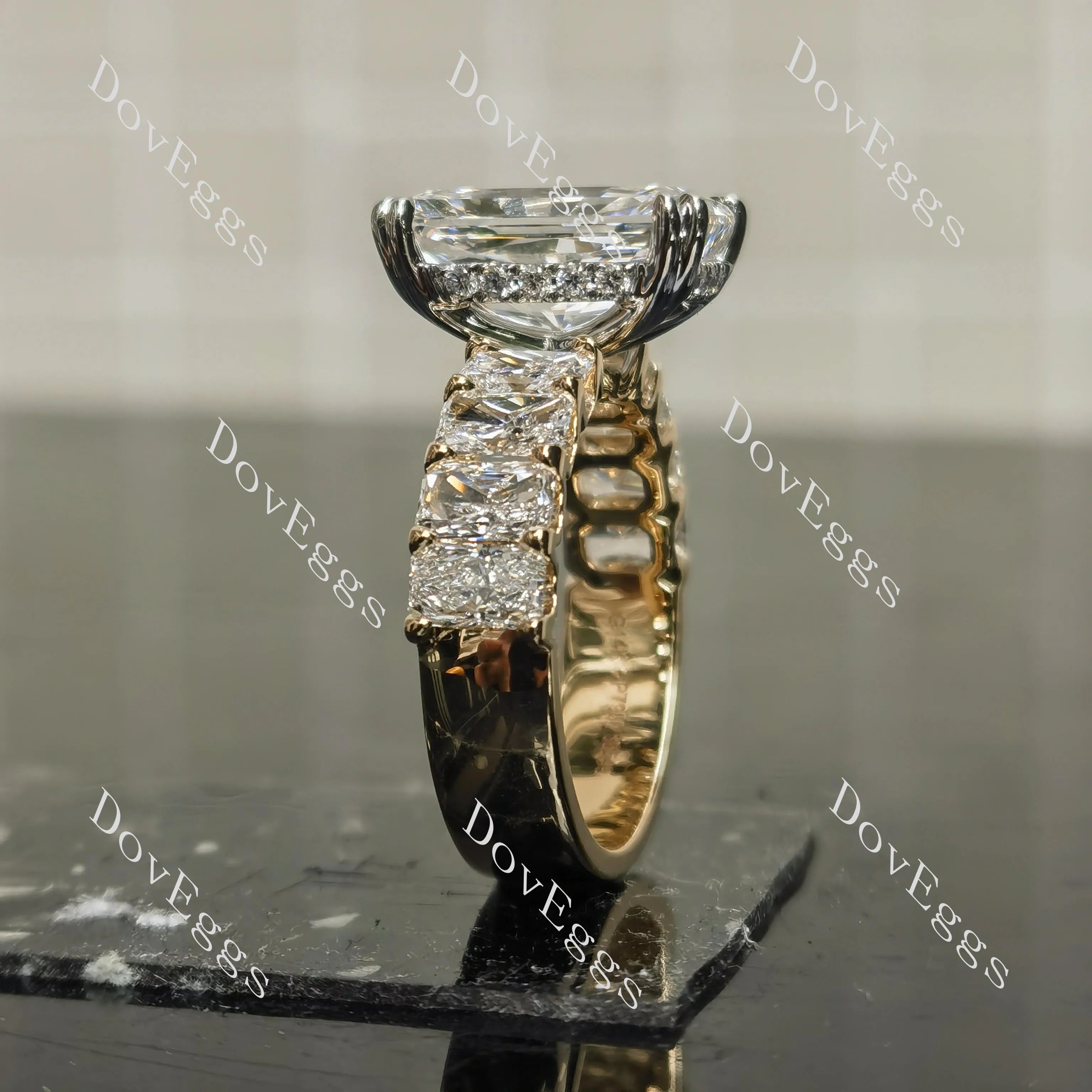 The Helena radiant vintage pave moissnaite engagement ring| Doveggs