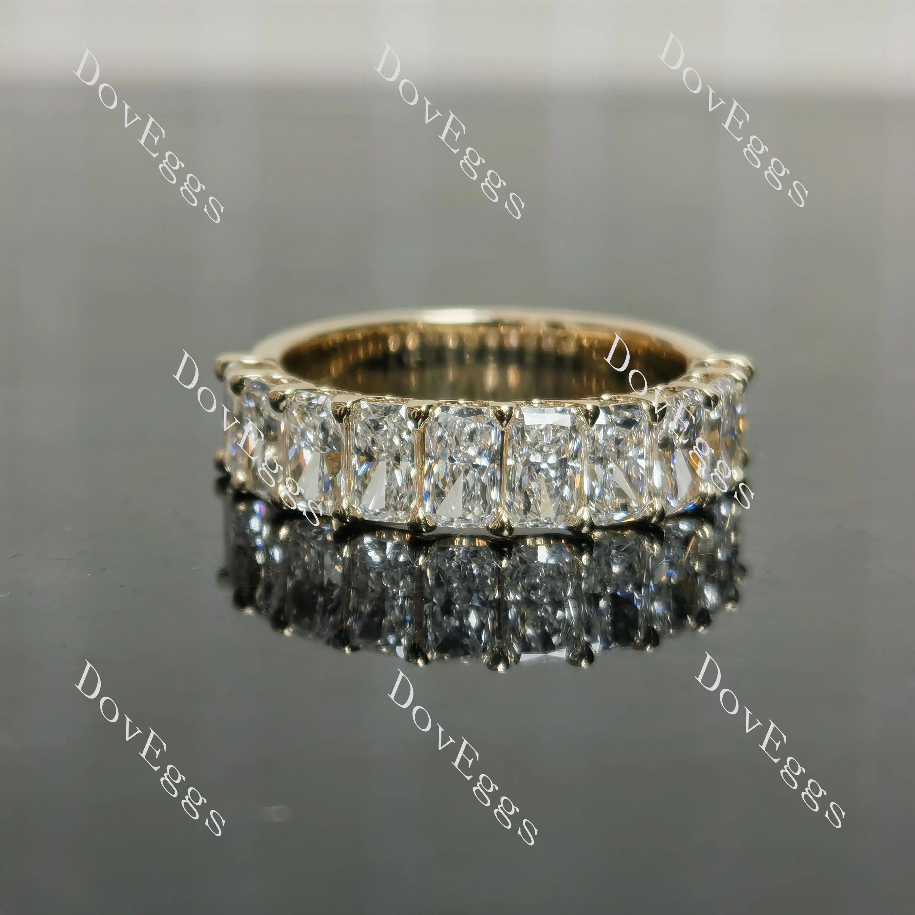 The Helena radiant pave moissanite/lab grown diamond accents wedding band-5.0mm band width| Doveggs