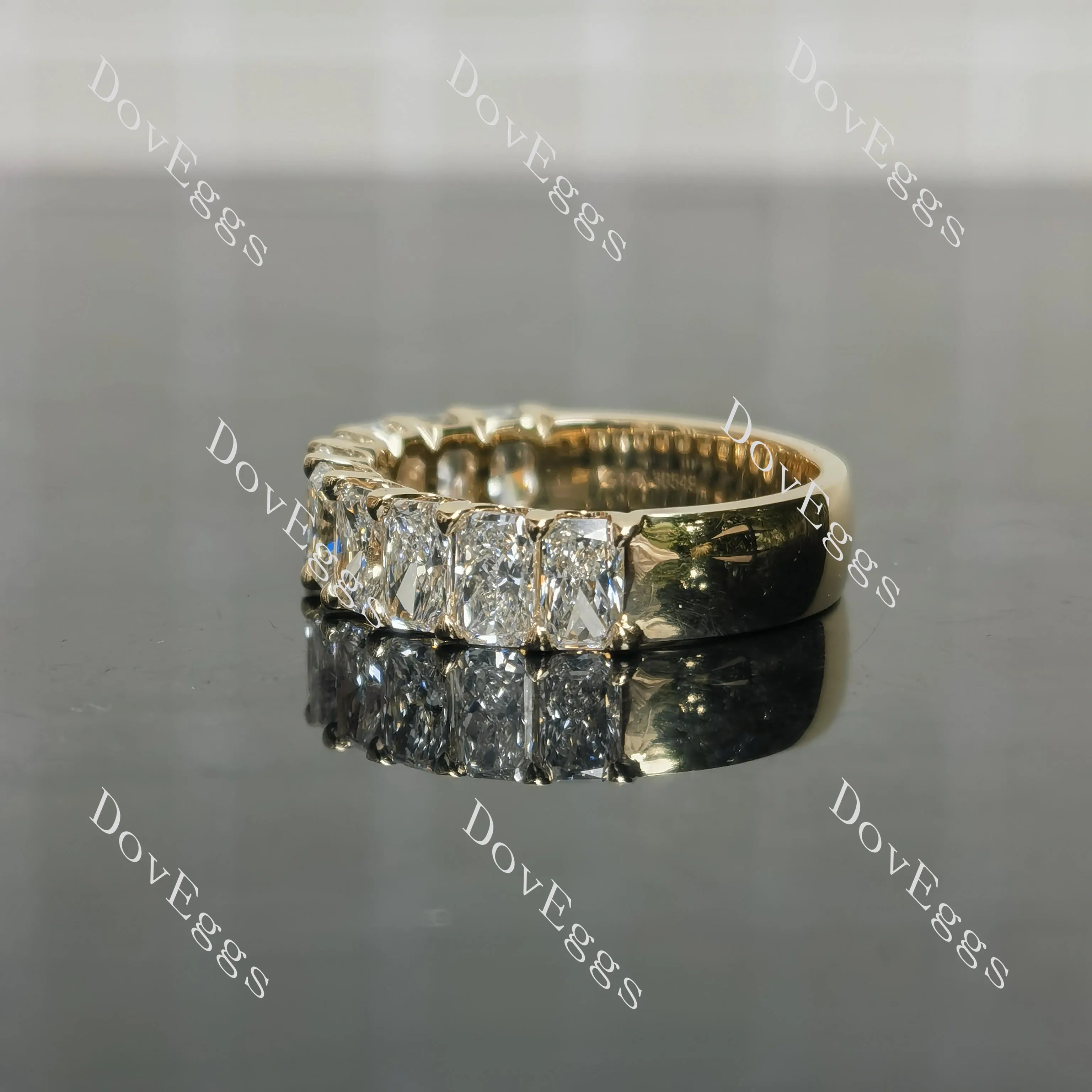 The Helena radiant pave moissanite/lab grown diamond accents wedding band-5.0mm band width| Doveggs