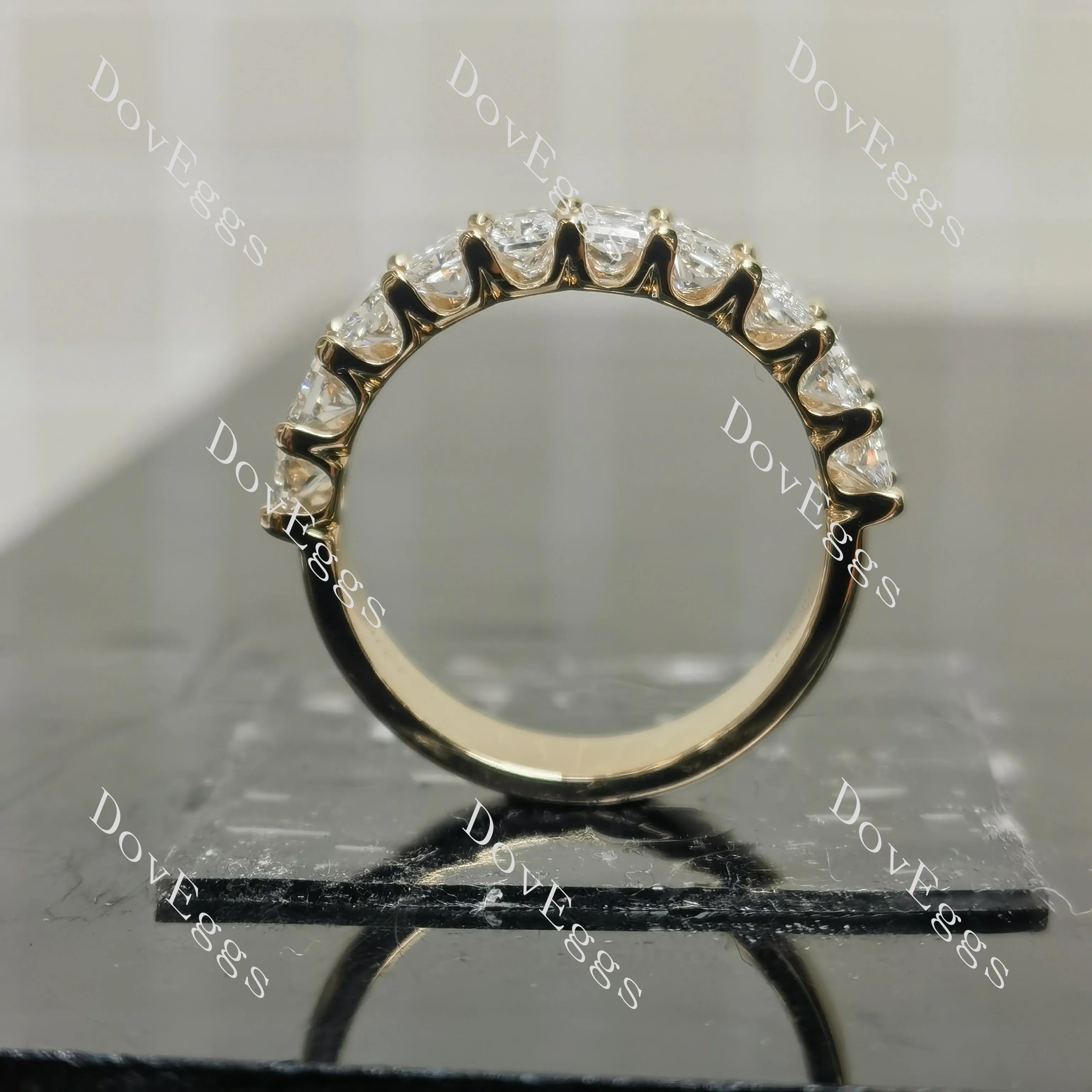 The Helena radiant pave moissanite/lab grown diamond accents wedding band-5.0mm band width| Doveggs