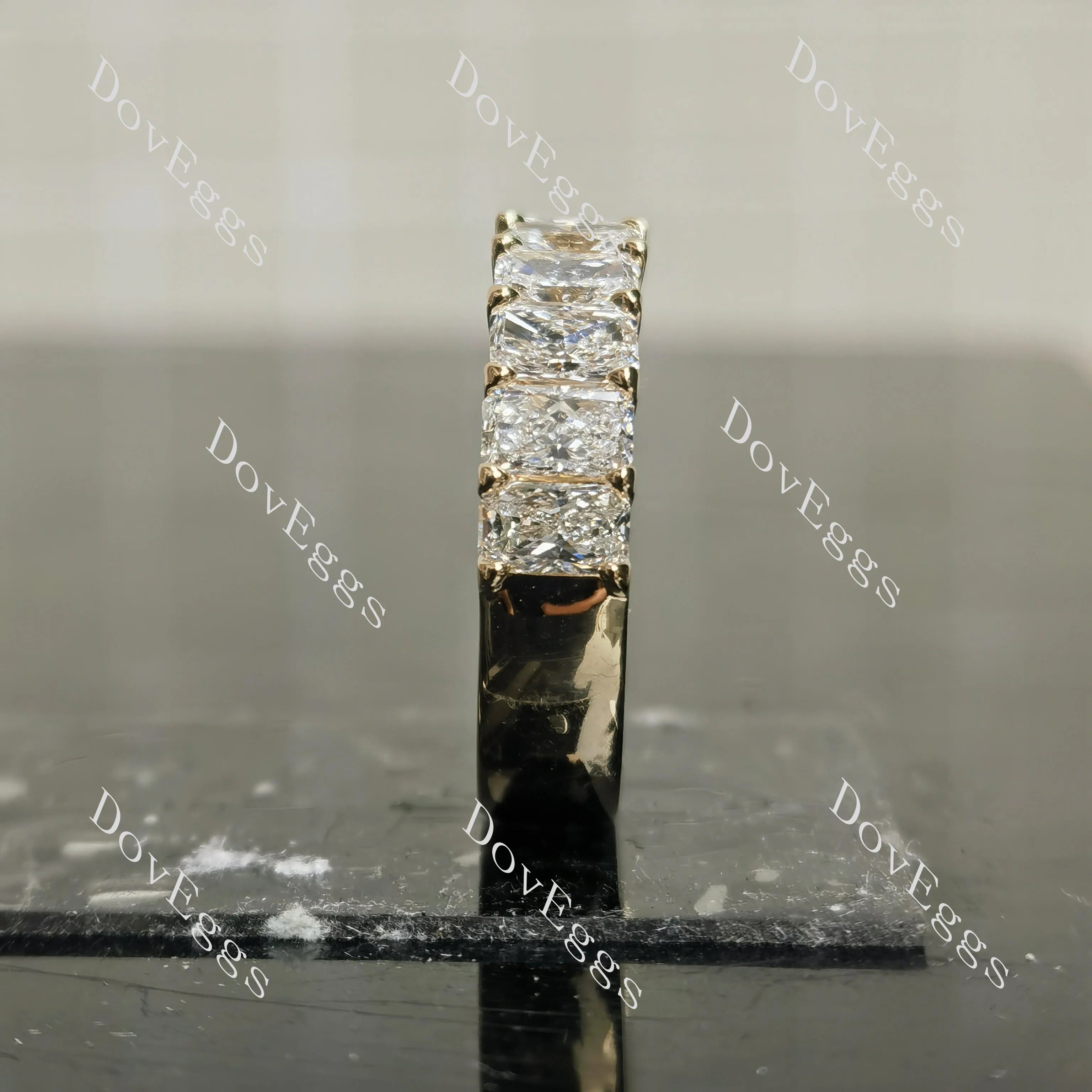 The Helena radiant pave moissanite/lab grown diamond accents wedding band-5.0mm band width| Doveggs