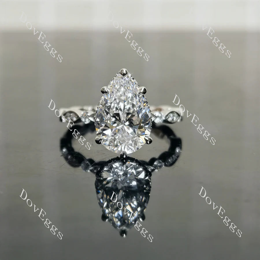 Pave hidden halo engagement ring only semi-mount only(Exclusively to DovEggs Stones)