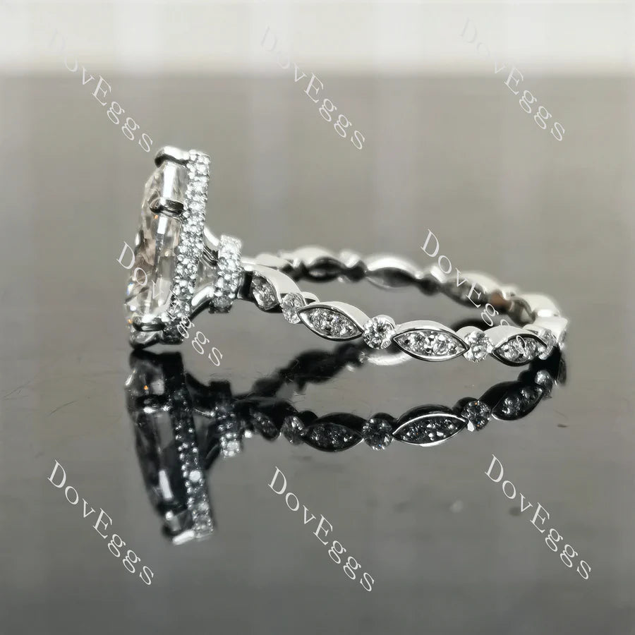 Pave hidden halo engagement ring only semi-mount only(Exclusively to DovEggs Stones)