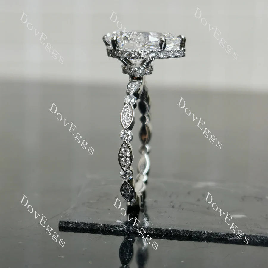 Pave hidden halo engagement ring only semi-mount only(Exclusively to DovEggs Stones)