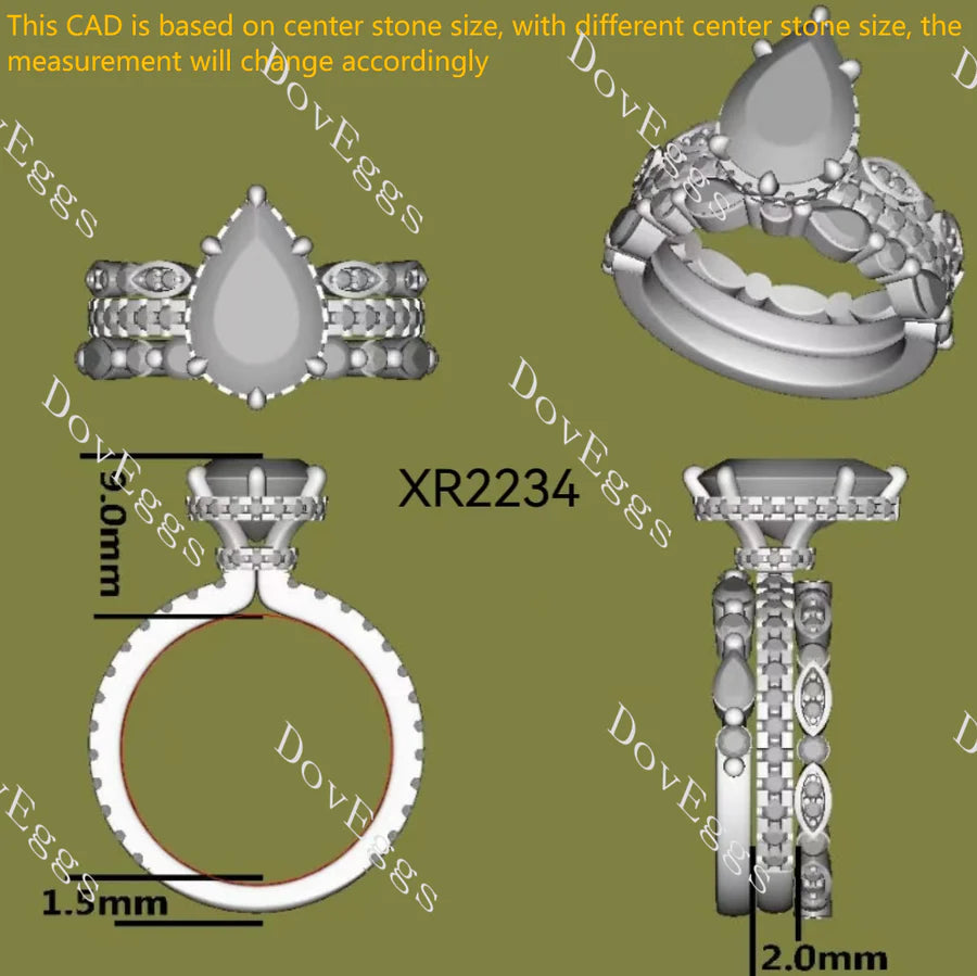 Pave hidden halo engagement ring only semi-mount only(Exclusively to DovEggs Stones)
