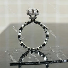 Pear pave hidden halo moissanite engagement ring| DovEggs