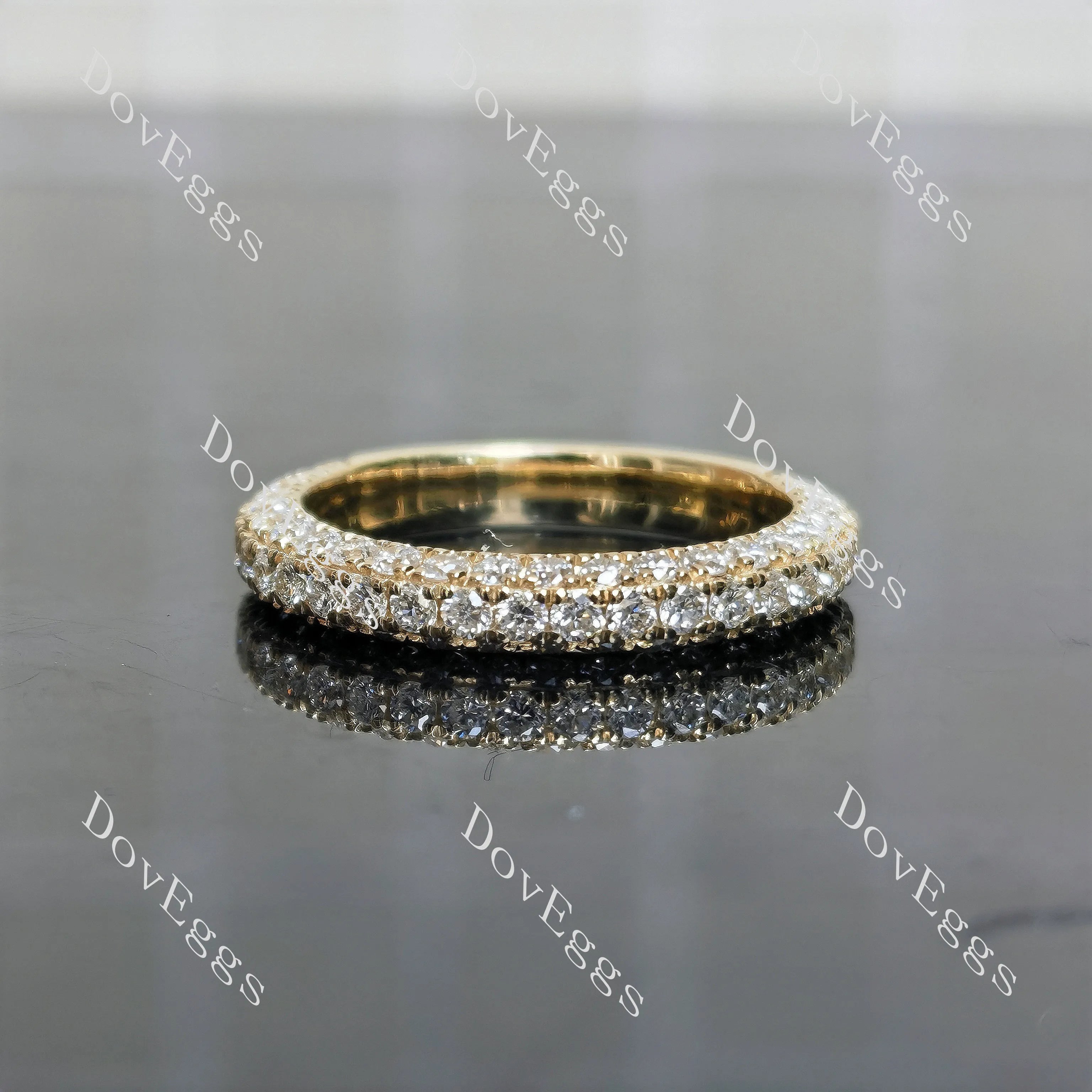 Round 3/4 eternity pave moissanite/lab grown diamond wedding band-3.0mm band width| Doveggs