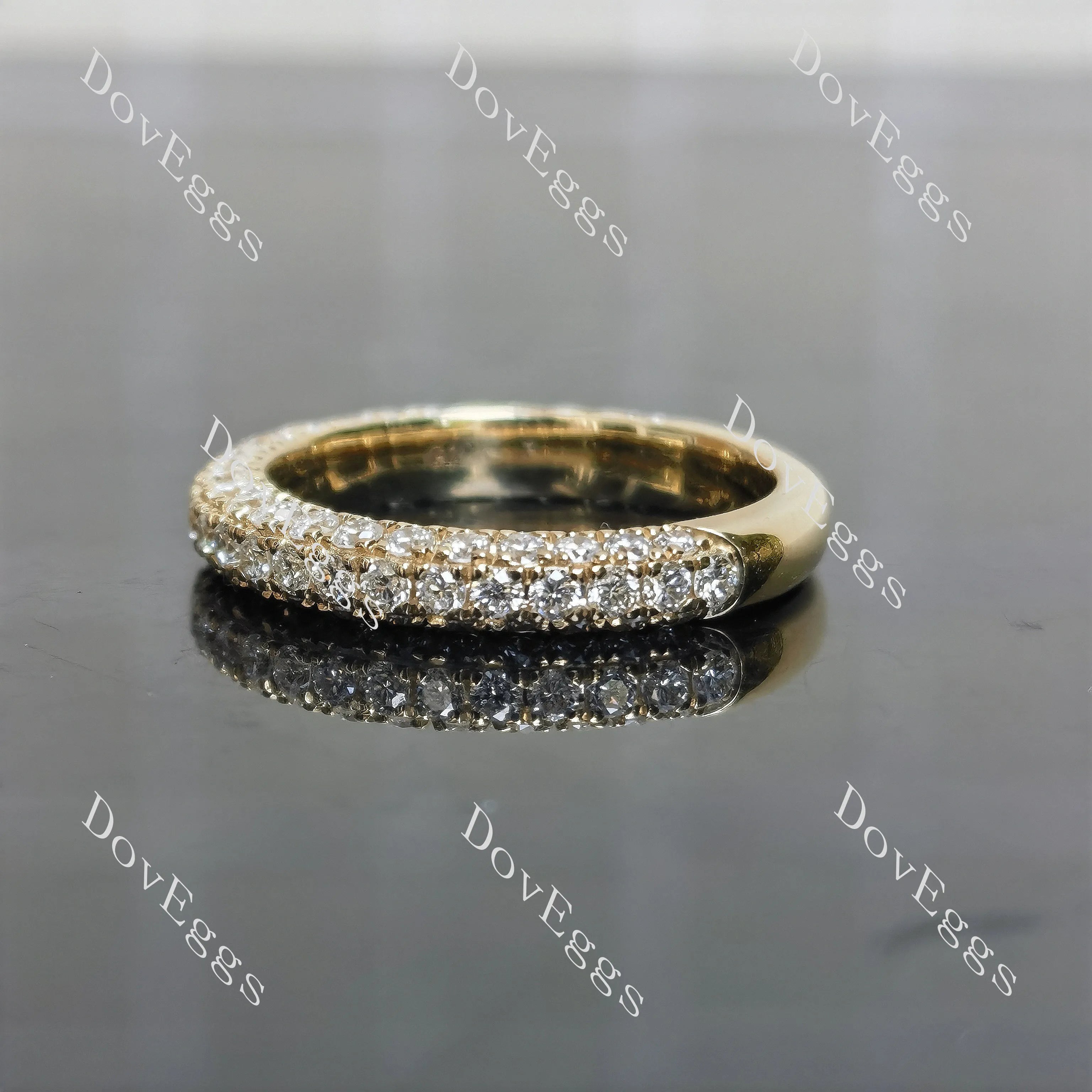 Round 3/4 eternity pave moissanite/lab grown diamond wedding band-3.0mm band width| Doveggs