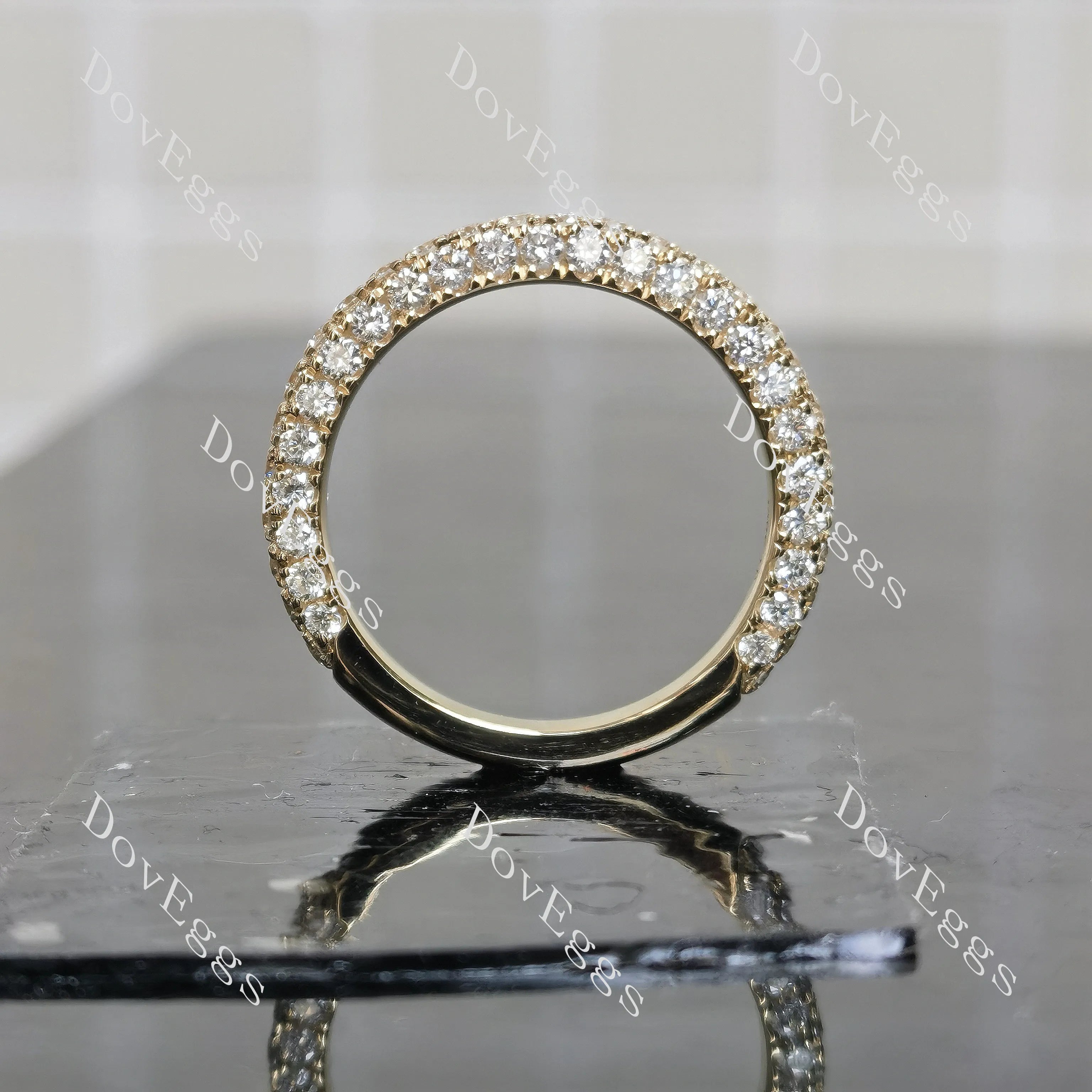 Round 3/4 eternity pave moissanite/lab grown diamond wedding band-3.0mm band width| Doveggs