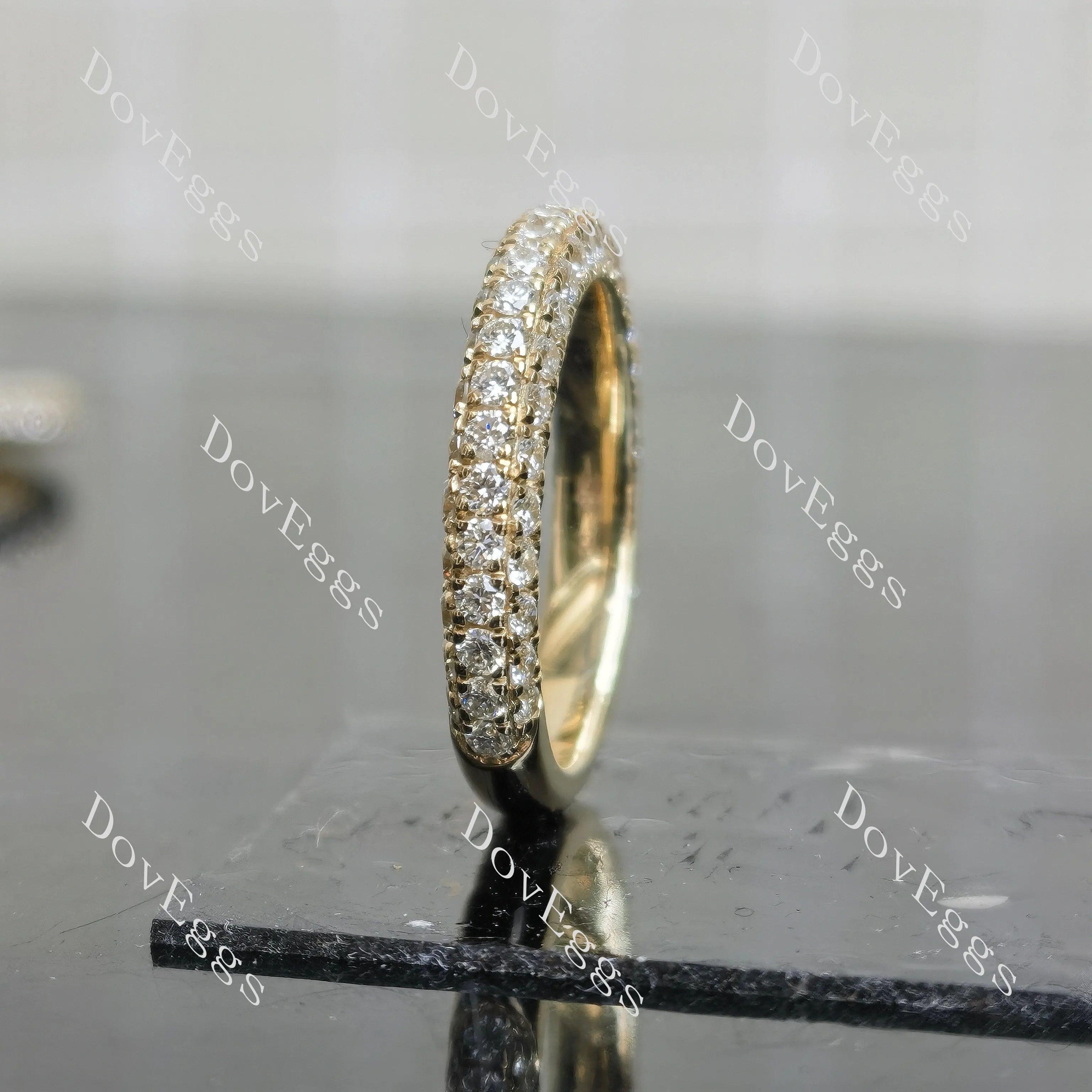 Round 3/4 eternity pave moissanite/lab grown diamond wedding band-3.0mm band width| Doveggs
