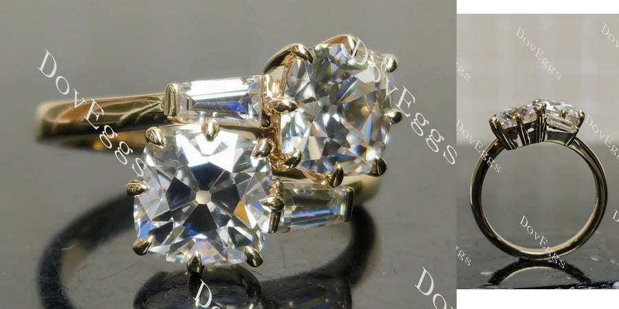 Two stones engagement ring only semi-mount only(Exclusively to DovEggs Stones)