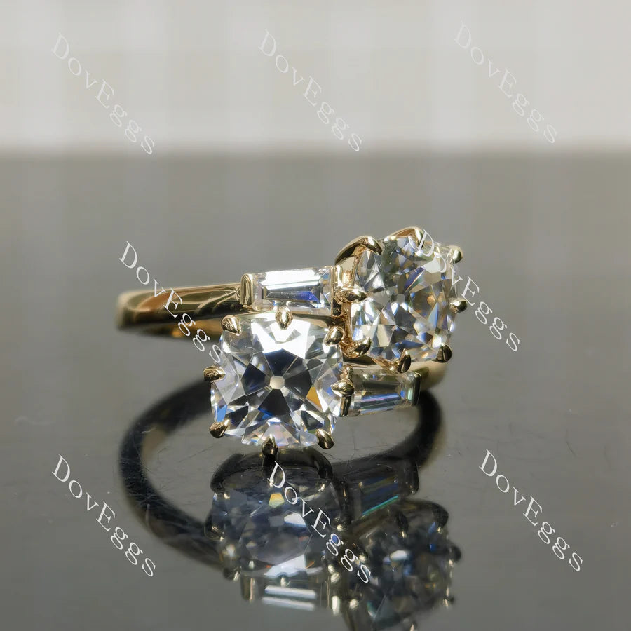Two stones engagement ring only semi-mount only(Exclusively to DovEggs Stones)