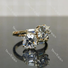 Two stones engagement ring only semi-mount only(Exclusively to DovEggs Stones)