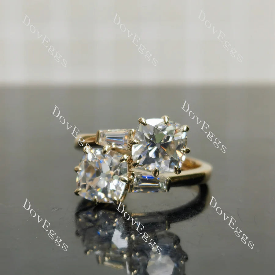Two stones engagement ring only semi-mount only(Exclusively to DovEggs Stones)