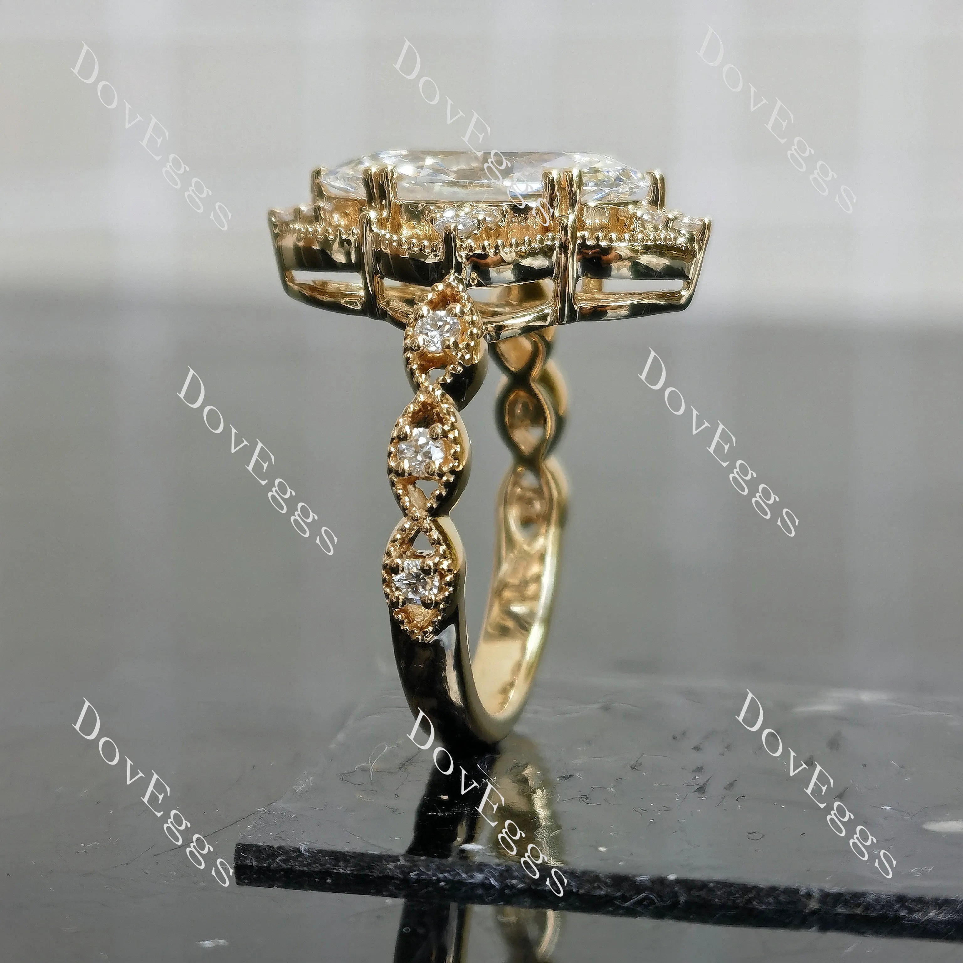 Marquise vintage moissnaite engagement ring| Doveggs
