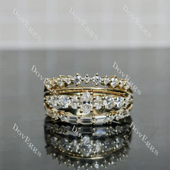 Round vintage art deco moissanite wedding band-2.8mm band width| Doveggs