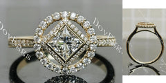 Serenity pave halo bezel engagement ring semi-mount only(Exclusively to DovEggs Stones)