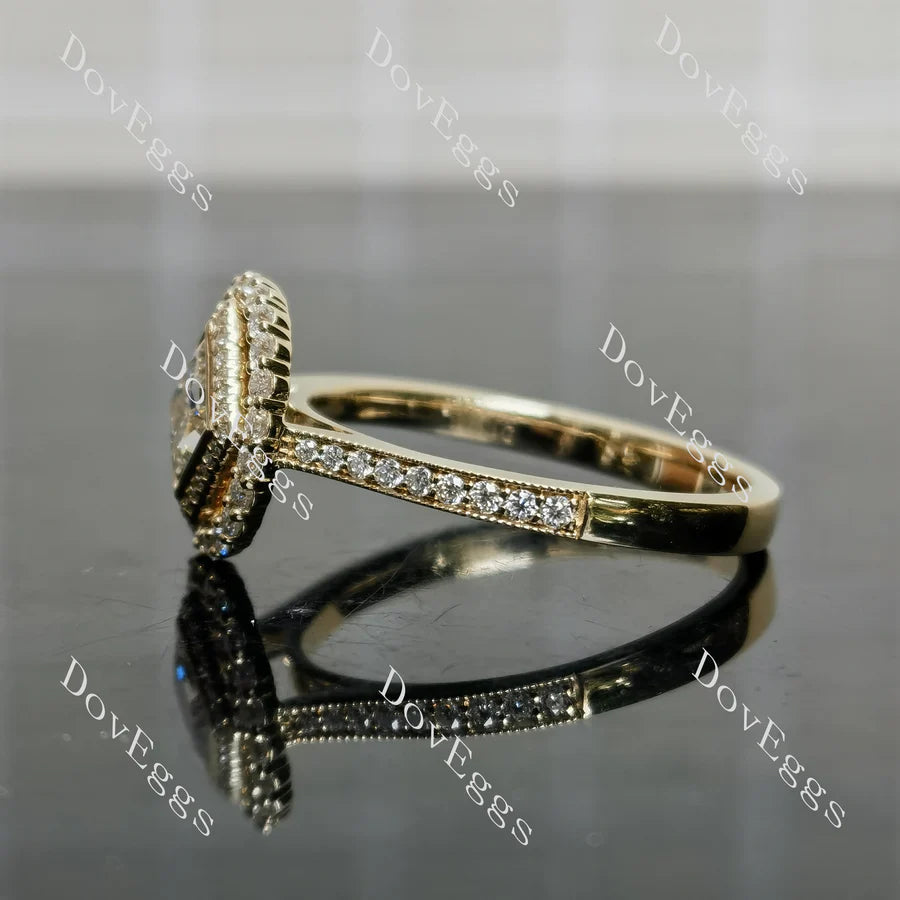 Serenity pave halo bezel engagement ring semi-mount only(Exclusively to DovEggs Stones)