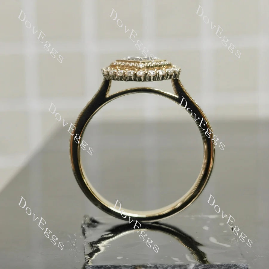 Serenity pave halo bezel engagement ring semi-mount only(Exclusively to DovEggs Stones)