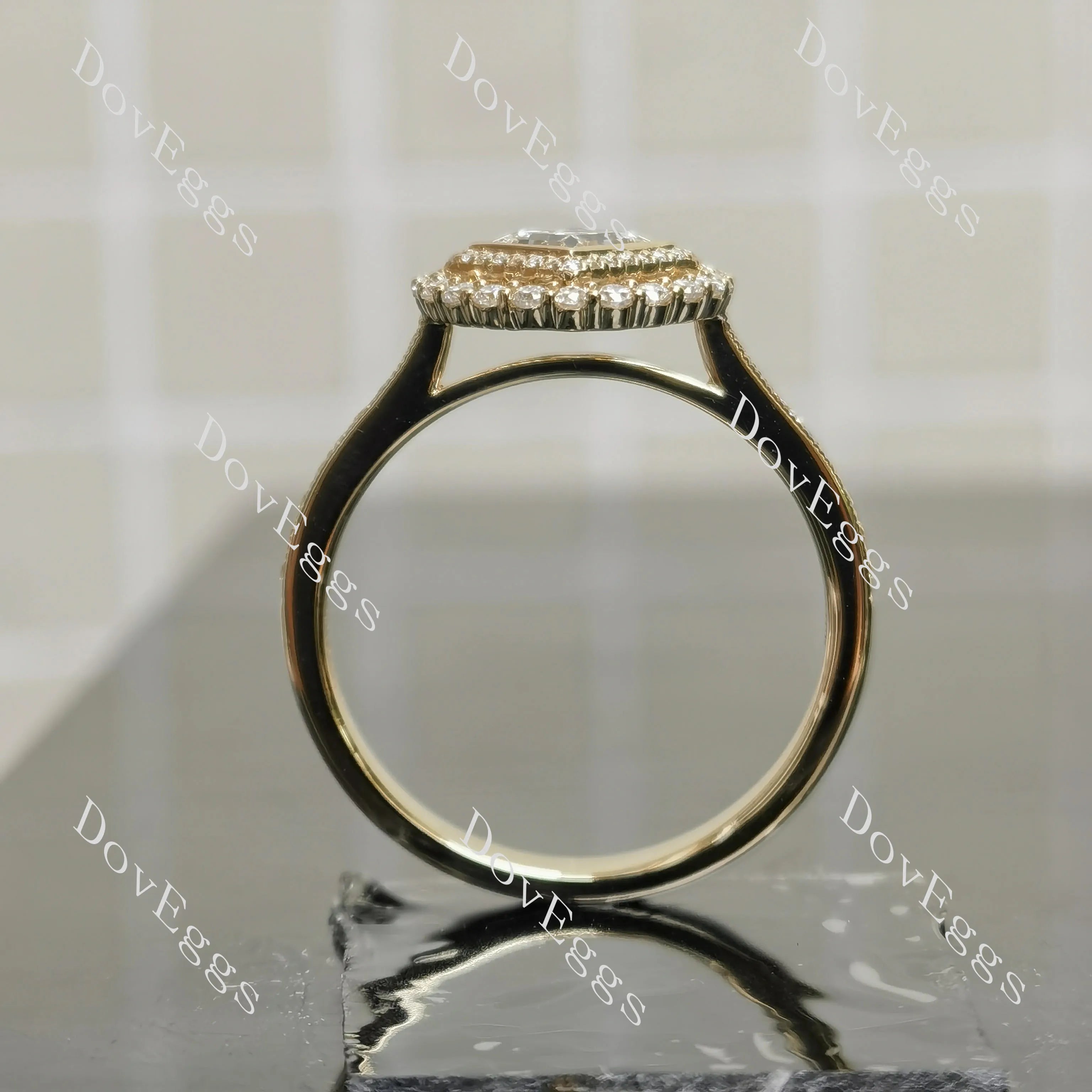 Serenity princess halo pave moissnaite engagement ring| Doveggs