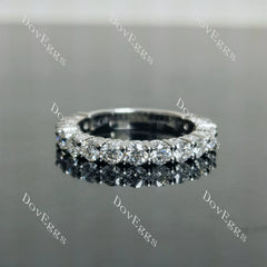 Round 3/4 eternity pave moissanite/lab grown diamond wedding band-3.1mm band width | Doveggs