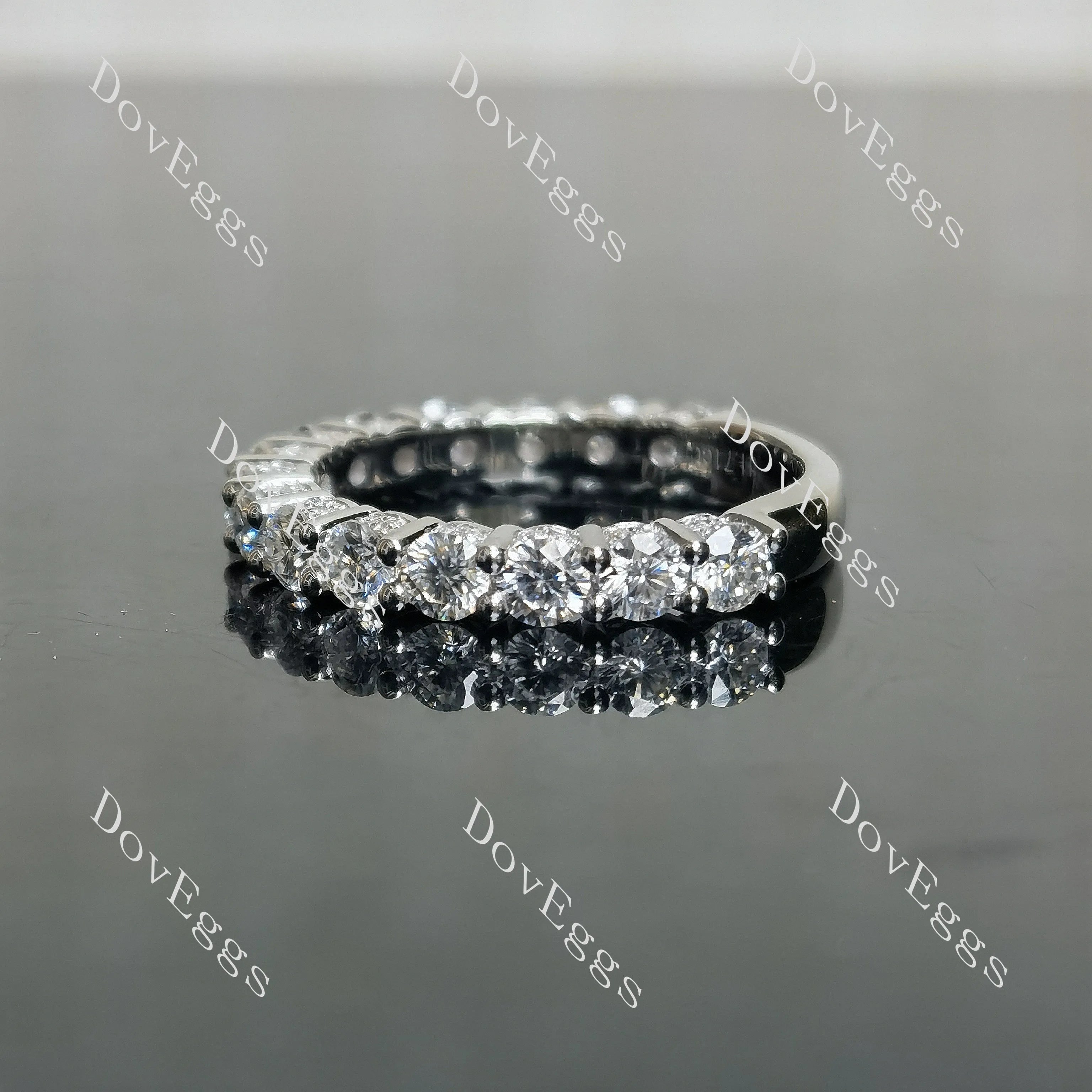 Round 3/4 eternity pave moissanite/lab grown diamond wedding band-3.1mm band width | Doveggs