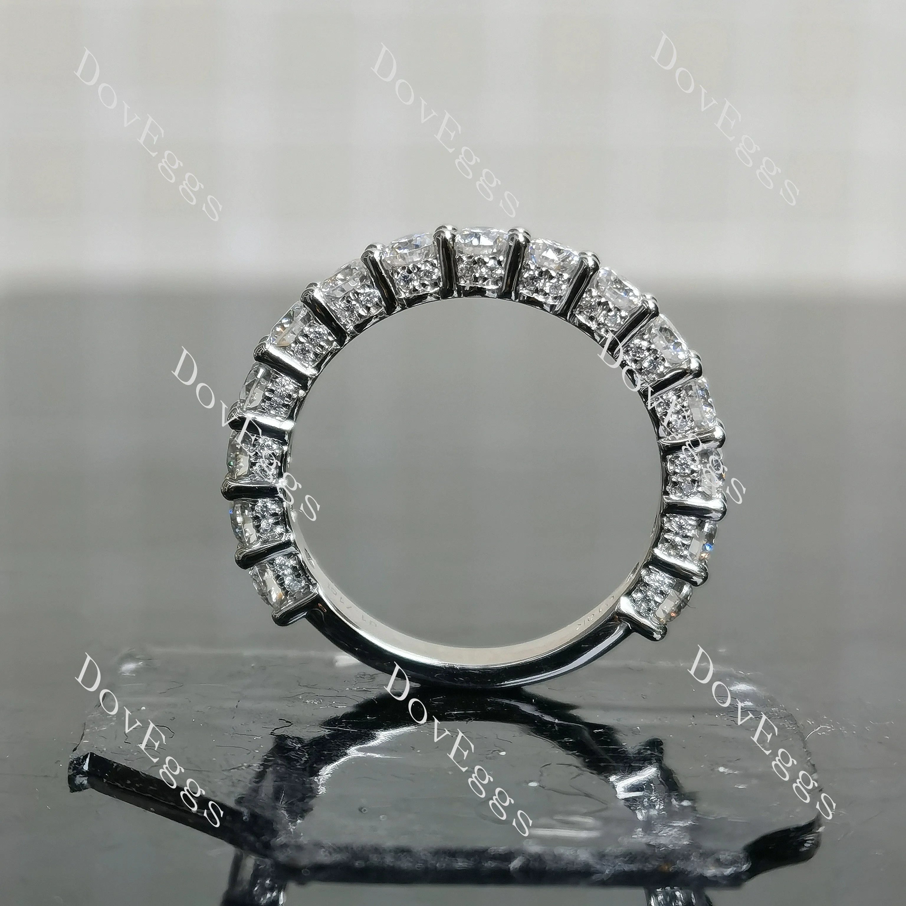 Round 3/4 eternity pave moissanite/lab grown diamond wedding band-3.1mm band width | Doveggs