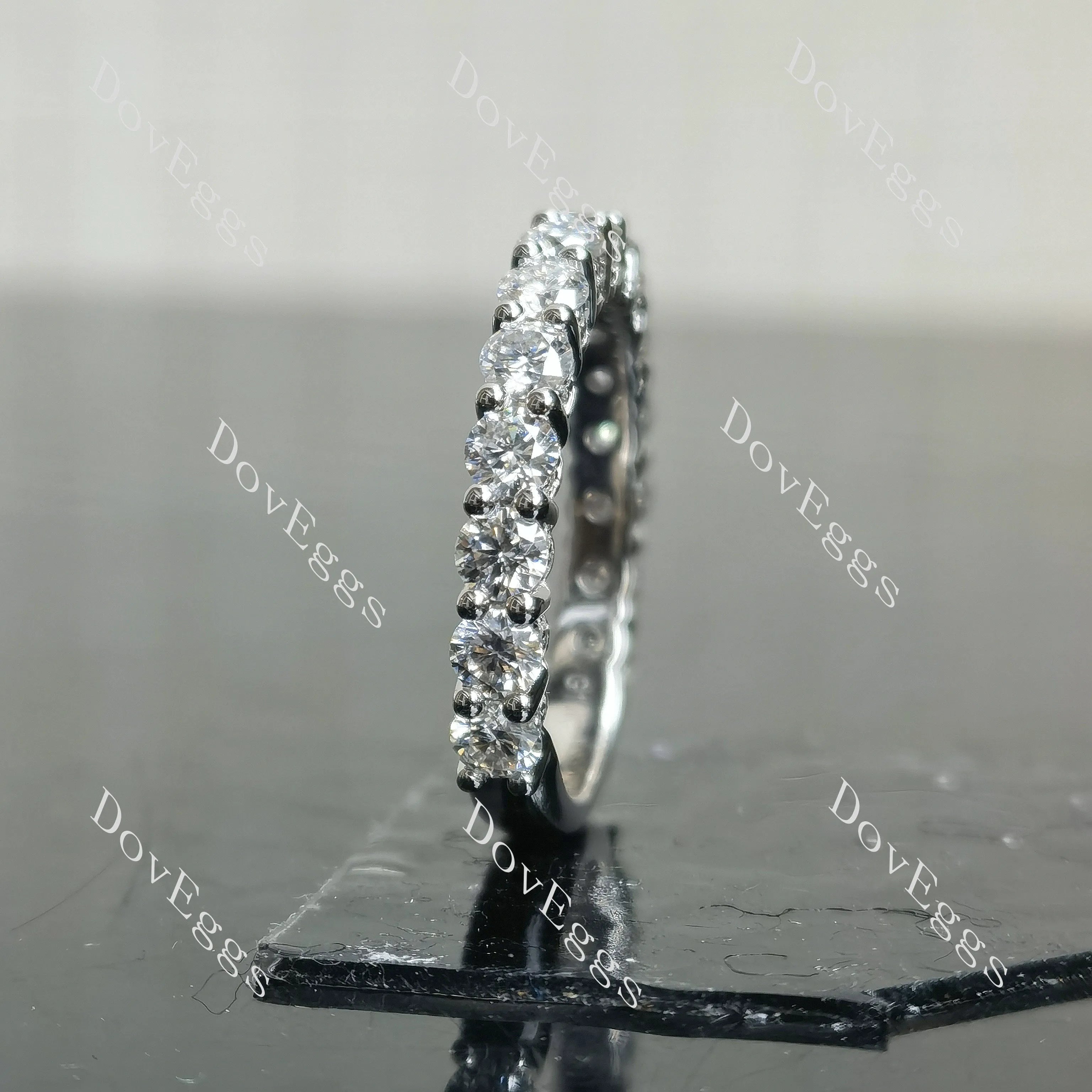 Round 3/4 eternity pave moissanite/lab grown diamond wedding band-3.1mm band width | Doveggs