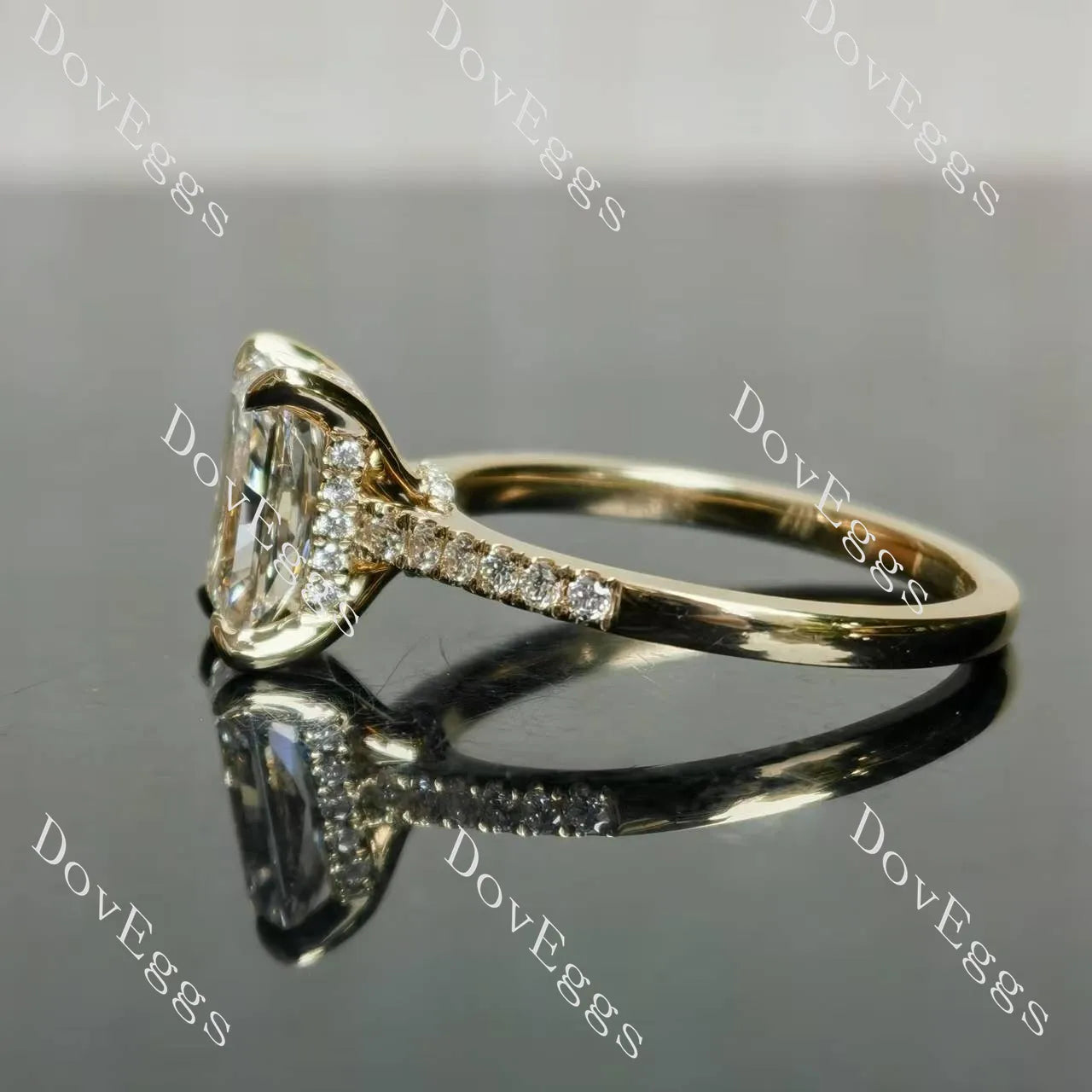 Radiant pave moissanite engagement ring| DovEggs