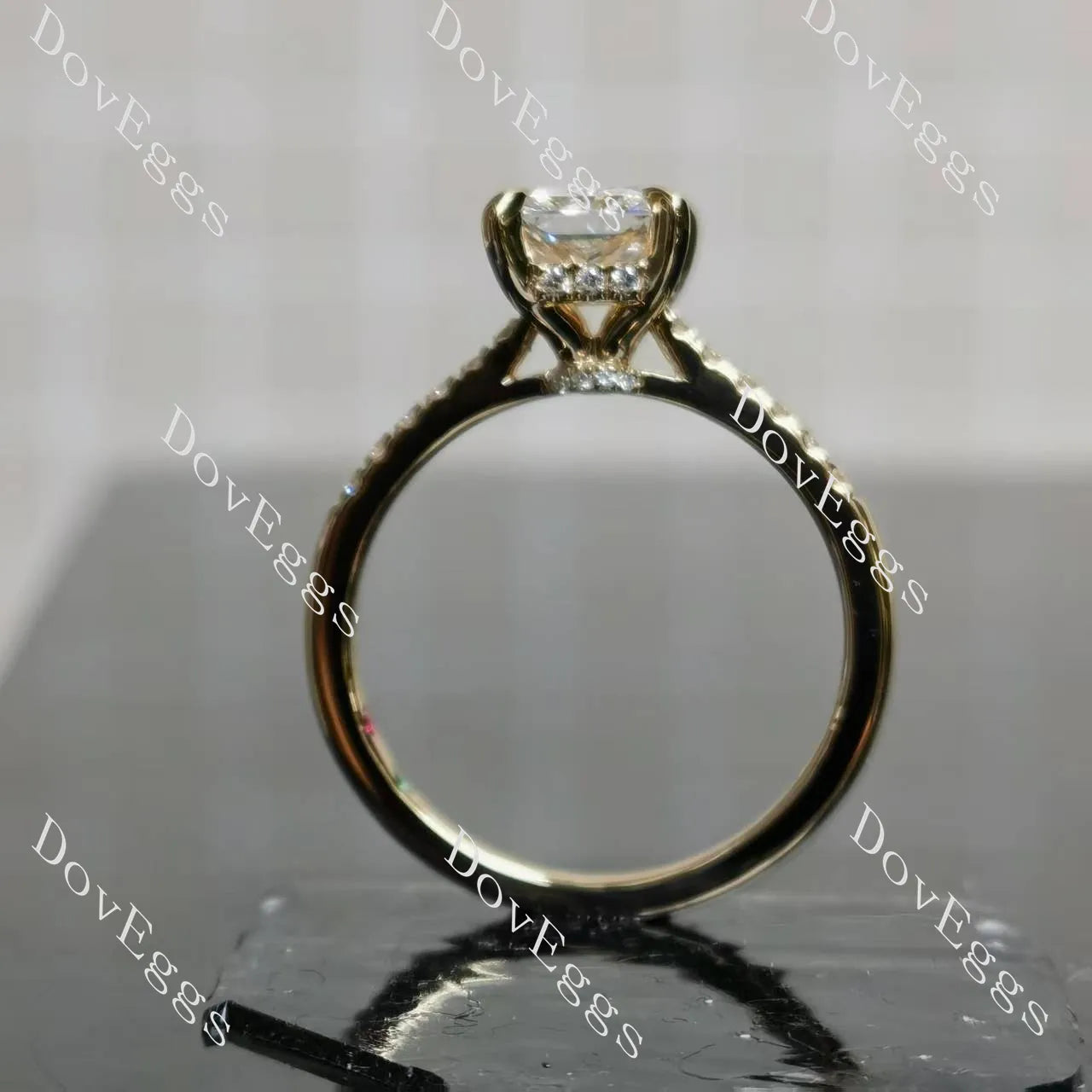 Radiant pave moissanite engagement ring| DovEggs