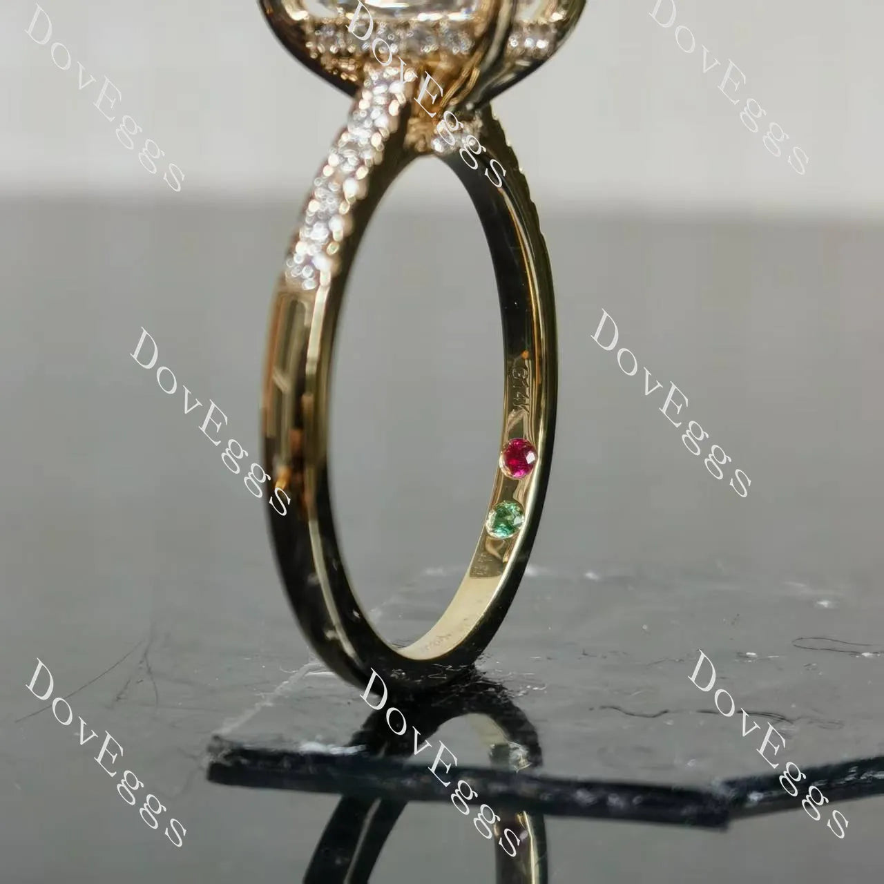 Radiant pave moissanite engagement ring| DovEggs